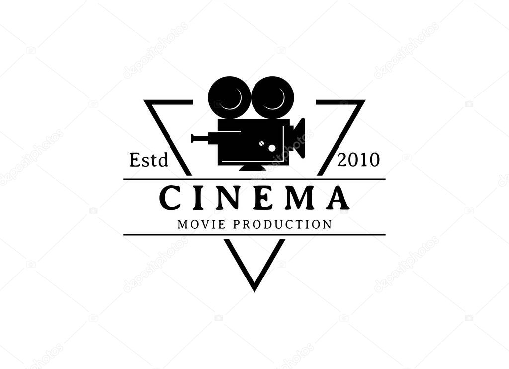 Cinema Logo Design. Movie logo. Roll film with camera logo design template.