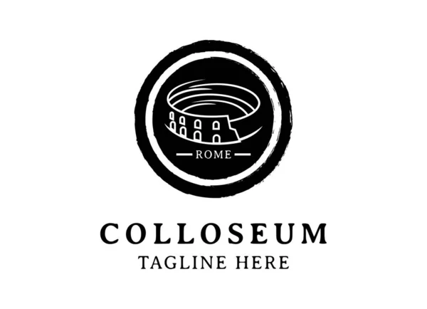 意大利罗马市的病媒标志 Colosseum标志设计矢量插图 — 图库矢量图片