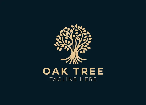 Meşe ağacı logosu çizimi. Bir ağacın vektör silueti.