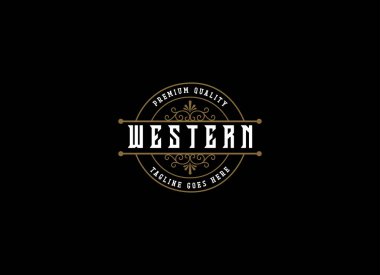 Batı Bar Logosu için Klasik Country Amblem Tipografisi İlham kaynağı