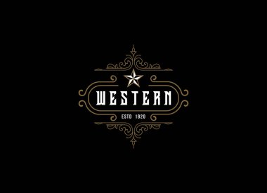 Batı Bar Logosu için Klasik Country Amblem Tipografisi İlham kaynağı