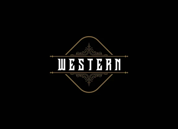 Vintage Country Emblem Tipografia Para Western Bar Restaurante Logo Design — Vetor de Stock
