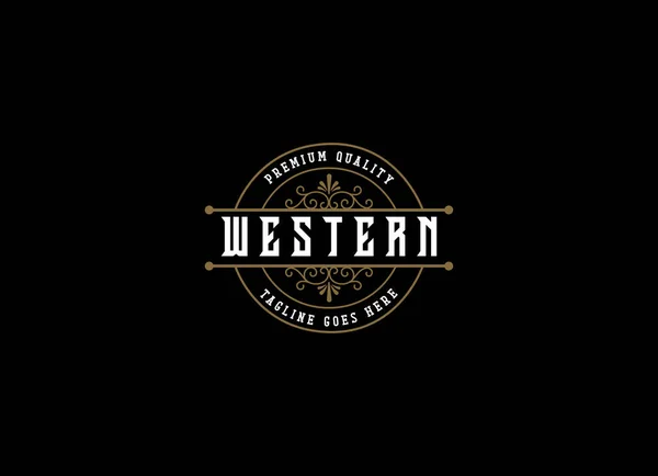 Vintage Country Emblem Tipografia Para Western Bar Restaurante Logo Design — Vetor de Stock