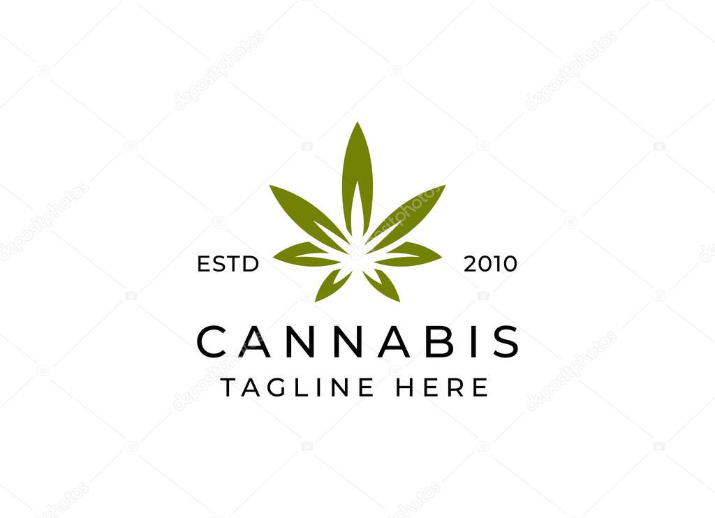 Cannabis leaf logo vector icon. Medical marijuana logo emblem. Cannabis emblem logo design