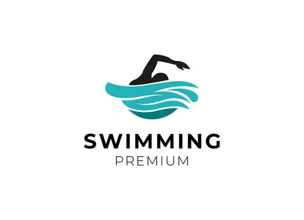 Pływanie Logo Sport Label Inspiracji Projektowej — Wektor stockowy