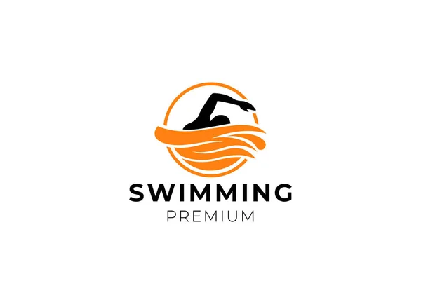 Pływanie Logo Sport Label Inspiracji Projektowej — Wektor stockowy