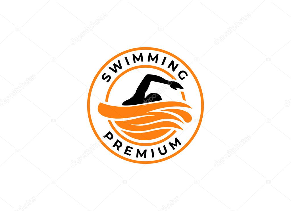 Swimming Sport Label logo design inspiration