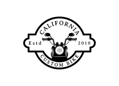 Amerikan Motosiklet Kulübü Logosu Tasarım Vektörü izole edildi. Yapımlı logo şablonu belirleme vektörü izole edildi