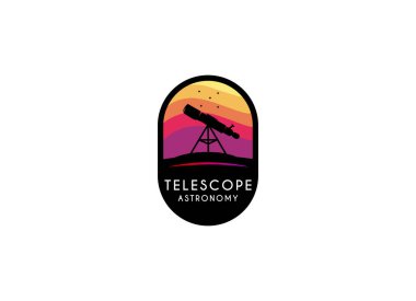 Teleskop logo tasarımı. Teleskop ve ay logosu tasarım vektörü