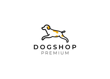 Köpek bakımı ve evcil hayvan dükkanı logosu tasarımı. Köpek logosu tasarım şablonu.