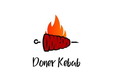 Şiş kebap logo tasarımı. Sebze vektör tasarımı ile et şiş. Izgara et şiş logo
