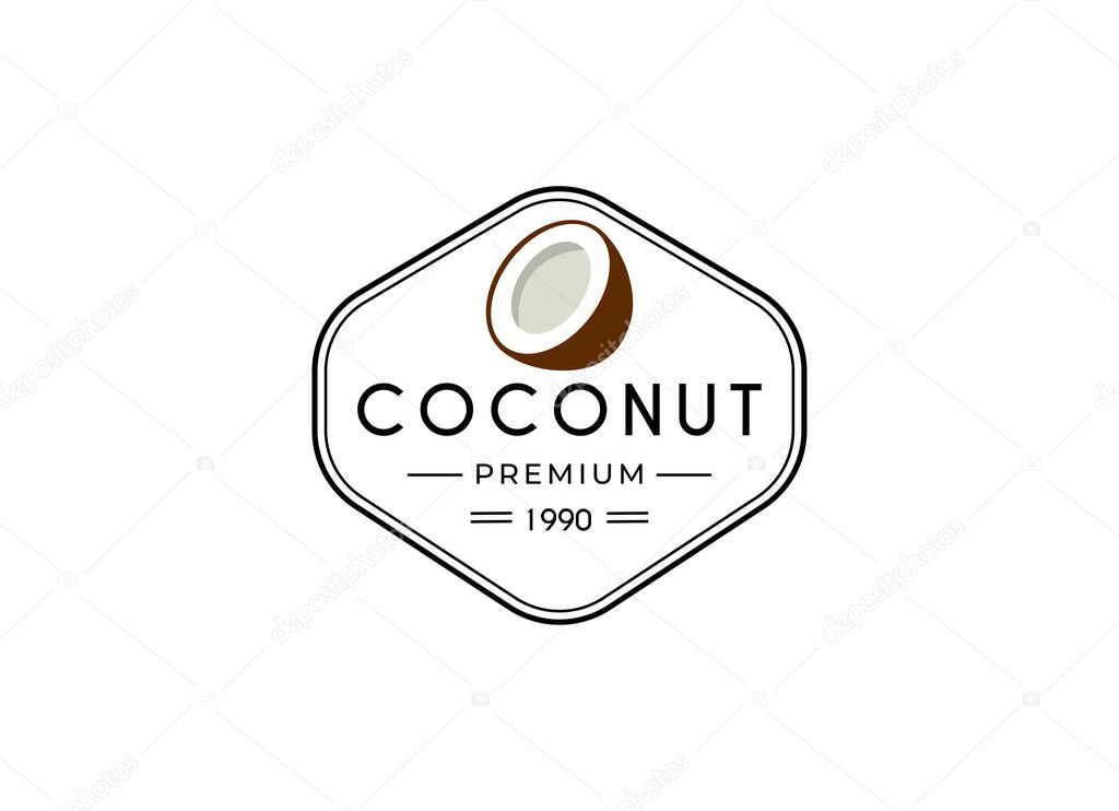 Creative modern coconut logo design template. Coconut Label Logo Design