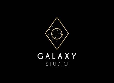 Büyük Ayı takımyıldızının soyut bir görüntüsünü daire içine alan vektör altın logosu.