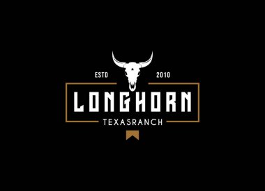 Longhorn kafataslı klasik giyim logosu.