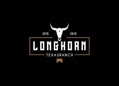 Longhorn kafataslı klasik giyim logosu.