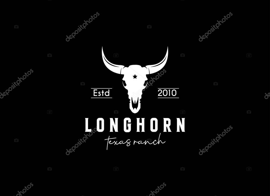 Vintage apparel logo with longhorn skull
