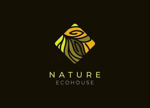 Bunte Natur Blatt Logo Design Mit Abstrakten Linien Formen Inneren — Stockvektor