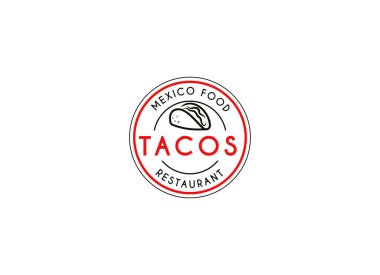 Tacos amblemi gıda logosu tasarımı. Meksika taco logosu tasarımı