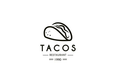 Tacos amblemi gıda logosu tasarımı. Meksika taco logosu tasarımı