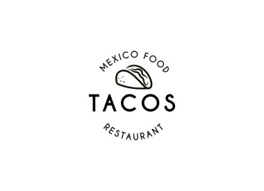 Tacos amblemi gıda logosu tasarımı. Meksika taco logosu tasarımı