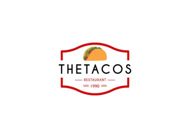 Tacos amblemi gıda logosu tasarımı. Meksika taco logosu tasarımı