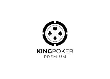 Poker kulübü logosu tasarımı. Poker coint logo elementinin vektörü