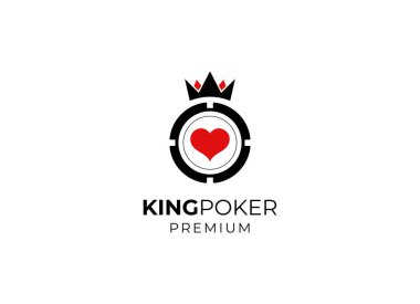Poker kulübü logosu tasarımı. Poker coint logo elementinin vektörü