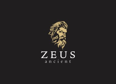 Antik Yunan Zeus logosu tasarımı. Klasik zeus logo vektörü