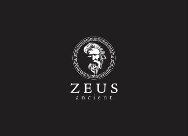 Antik Yunan Zeus logosu tasarımı. Klasik zeus logo vektörü