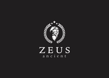 Antik Yunan Zeus logosu tasarımı. Klasik zeus logo vektörü