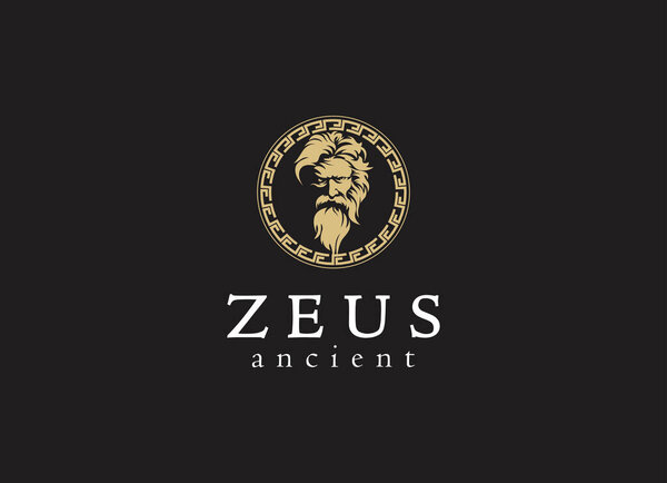 Ancient greek zeus logo design. Vintage zeus logo vector