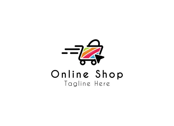 Минималистский Простой Дизайн Логотипа Покупок Онлайн Иконки Логотип Магазина — стоковый вектор