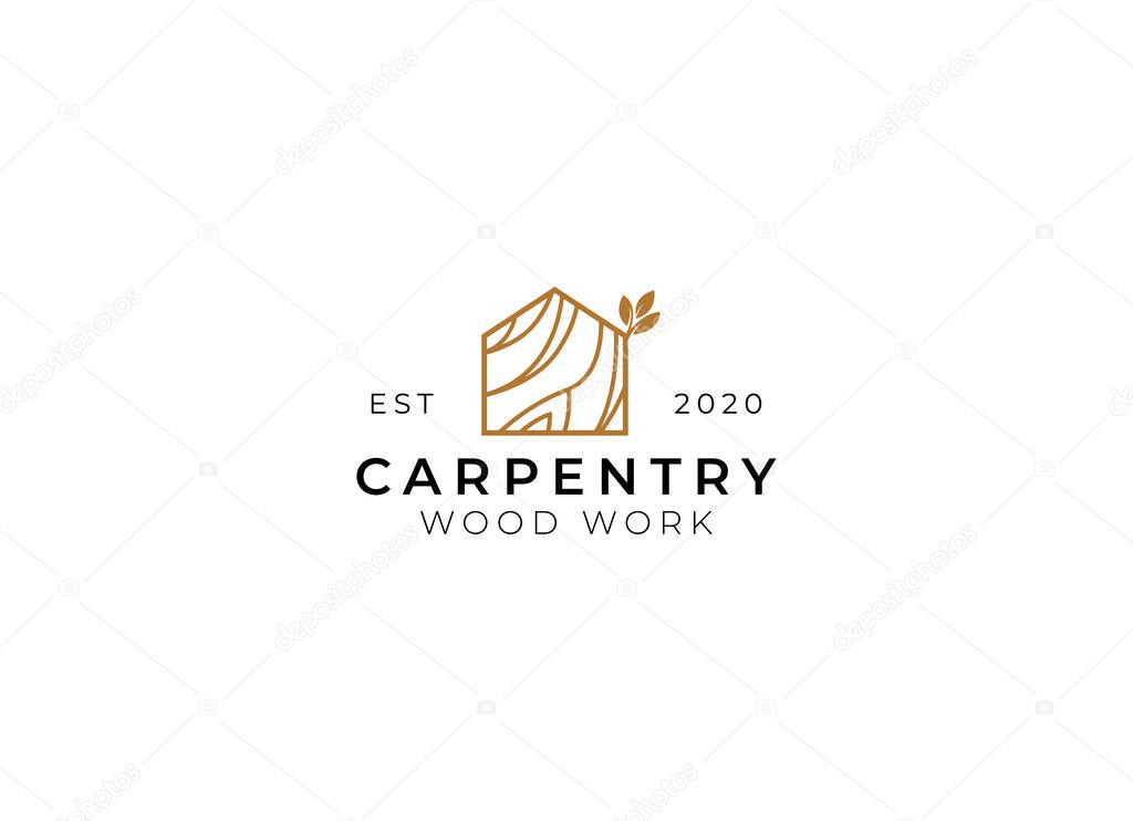 Emblem logo vector for carpentry, woodworkers, lumberjack, sawmill service