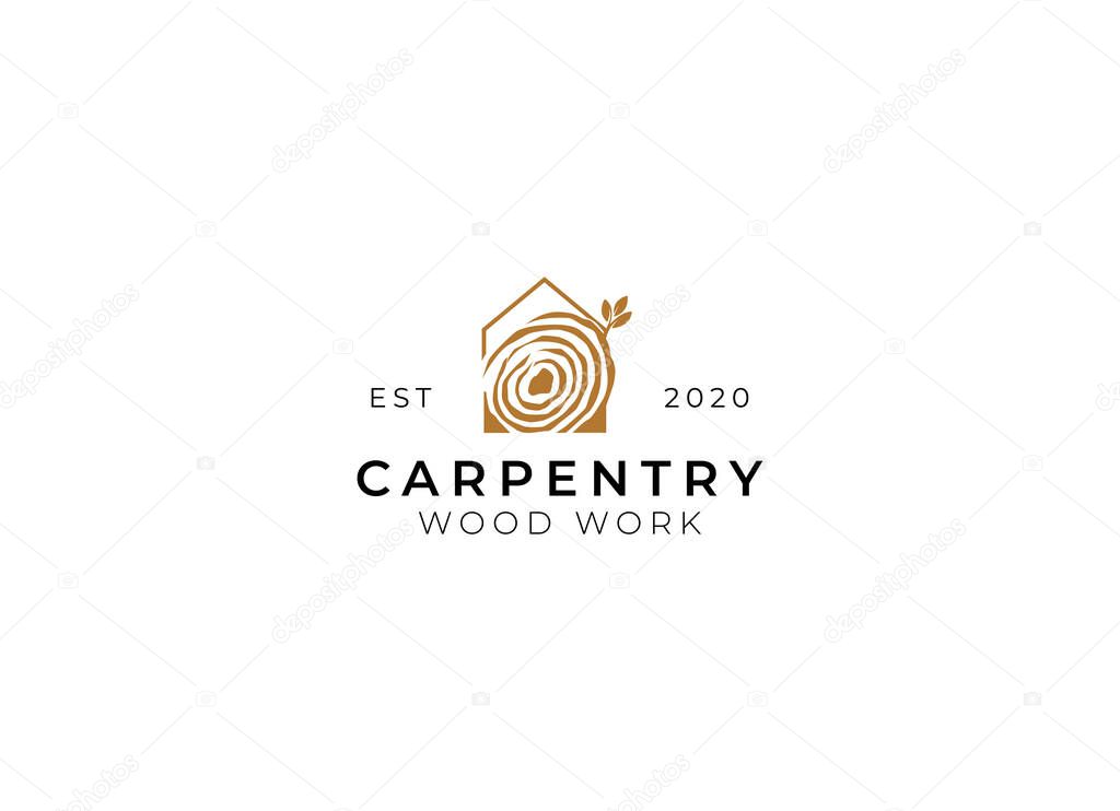 Emblem logo vector for carpentry, woodworkers, lumberjack, sawmill service
