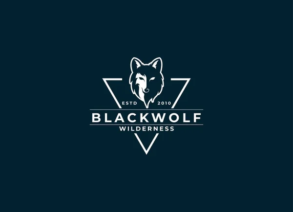 狼的标志设计 黑白头狼标识矢量设计 图库插图