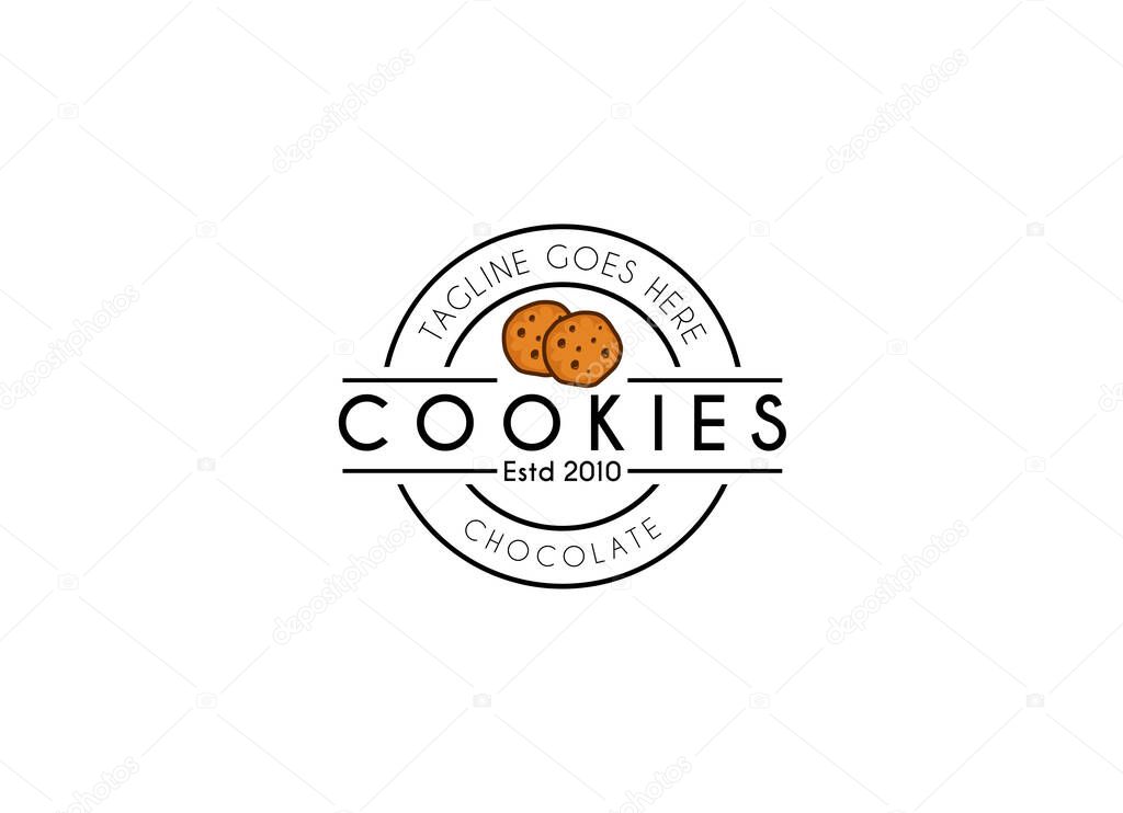 Creative Cookies Logo. Choco Cookies Logo. Awesome Business Vector Logo.