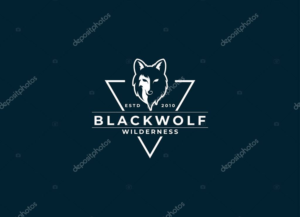 Wolf logo design. Black and white head wolf logo vector design