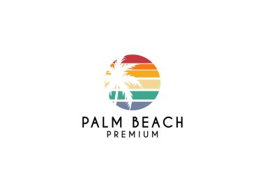 Palm Beach seyahat ve deniz kuşu sembollü logo tasarım şablonu olan bir otel.