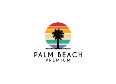 Palm Beach seyahat ve deniz kuşu sembollü logo tasarım şablonu olan bir otel.