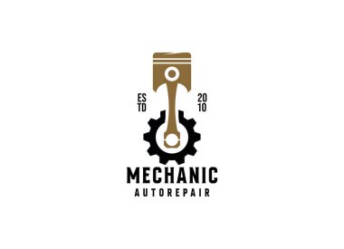 Otomotiv mekanik logo tasarımı. Tamirci servisi, oto tamir logosu. tasarım şablonu, vektör illüstrasyonu.