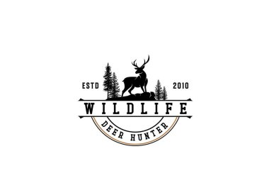 Classic Vintage Deer for Wildlife Hunting Logo Design, Vintage Deer Logo Design