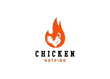 rustik ateş tavuk logosu, tavuk alevi sıcak sembol vektör ikonu illüstrasyonu, modern gradyan logosu, fast food restoran uygulama simgesi