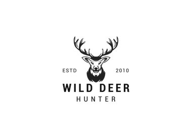 Geyik Kafa Logosu Tasarımı. Geyik Logosu Vektörü çizimi. Geyik avcısı logosu
