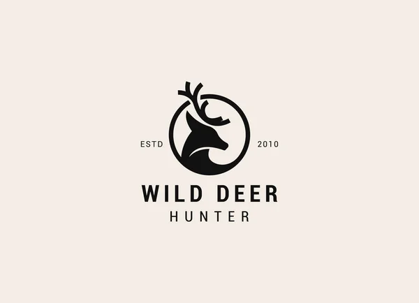 Deer Head Logo Design Hjortlogotyp Vektorillustration Rådjursjägarens Logotyp Royaltyfria illustrationer