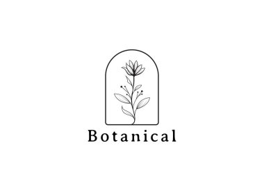 El Çizimi Feminime Botanik Logo Şablonu