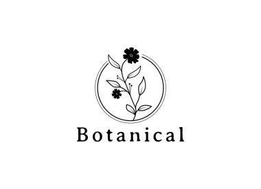 El Çizimi Feminime Botanik Logo Şablonu