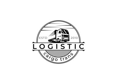 Lojistik şirketi logosu. Kamyon logosu. Ok simgesi. Teslimat ikonu. İş logosu. Teknoloji logosu