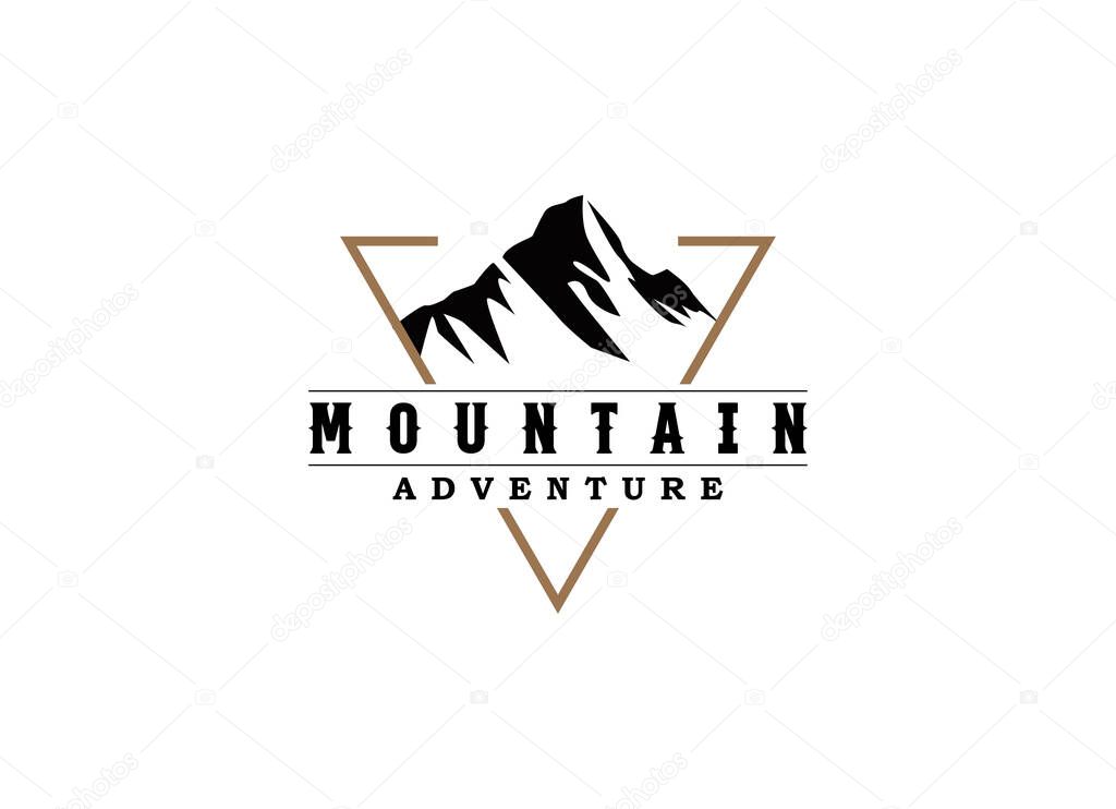 Mountain Logo Vector Graphic Design illustration Retro Vintage Circle Badge Emblem Symbol and Icon