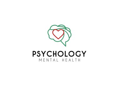 Sembol özgürlüğü ve psikoloji için beyin logosu tasarımı. Psikoloji logo vektör tasarımı