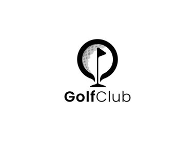 Golf sopası amblemi şablon vektör tasarım çizimi. Golf kulübü logosu tasarımı